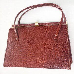 English Brown and Gold reptile skin Handbag/ Purse